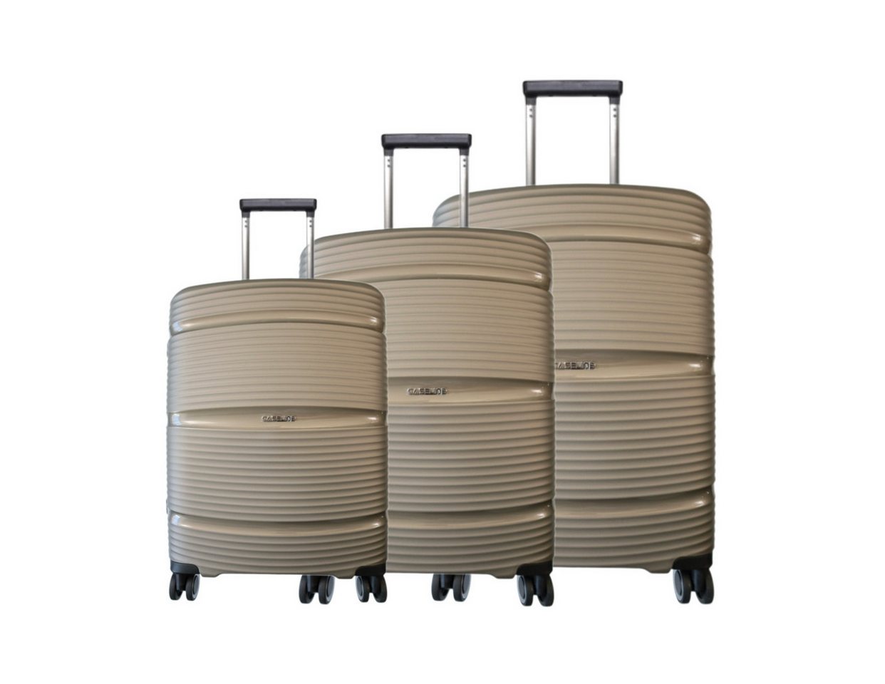 Super Solu Trolleyset Koffer-Set, 3er-Set Hartschalenkoffer aus PP-Kunststoff, Reisekoffer, 4 Rollen, (Set, 3 tlg., 20Zoll+24Zoll+28Zoll), Champagne, 360° Doppelrollen, TSA-Zahlenschloss von Super Solu
