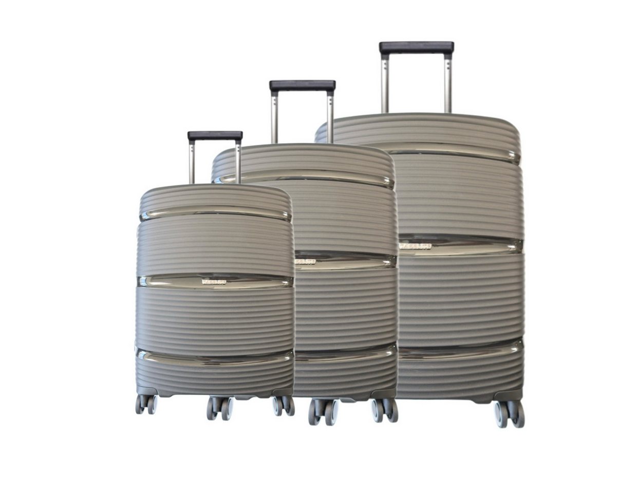 Super Solu Trolleyset Koffer-Set, 3er-Set Hartschalenkoffer aus PP-Kunststoff, Reisekoffer, 4 Rollen, (Set, 3 tlg., 20Zoll+24Zoll+28Zoll), Grau, 360° Doppelrollen, TSA-Zahlenschloss von Super Solu