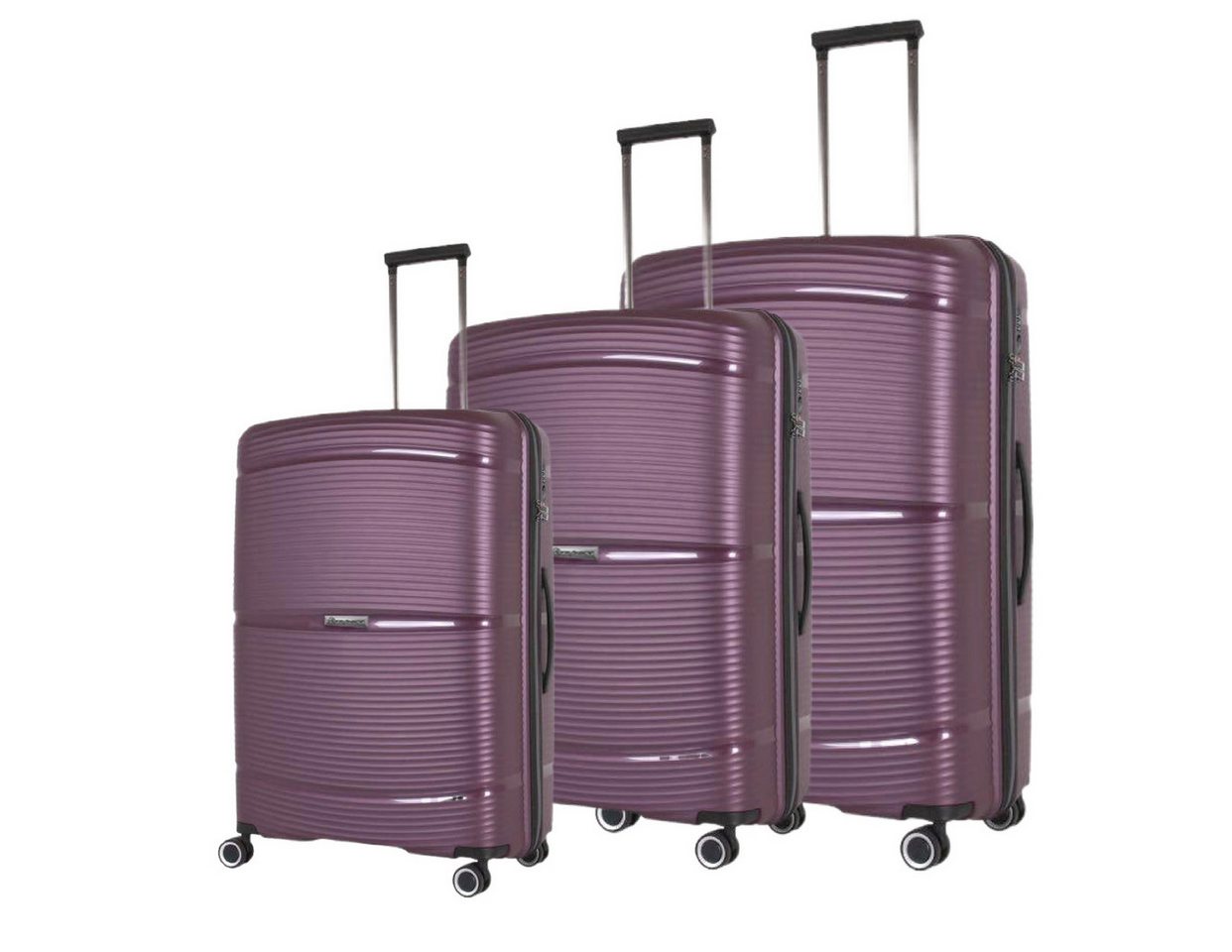 Super Solu Trolleyset Koffer-Set, 3er-Set Hartschalenkoffer aus PP-Kunststoff, Reisekoffer, 4 Rollen, (Set, 3 tlg., 20Zoll+24Zoll+28Zoll), Lila, 360° Doppelrollen, TSA-Zahlenschloss von Super Solu