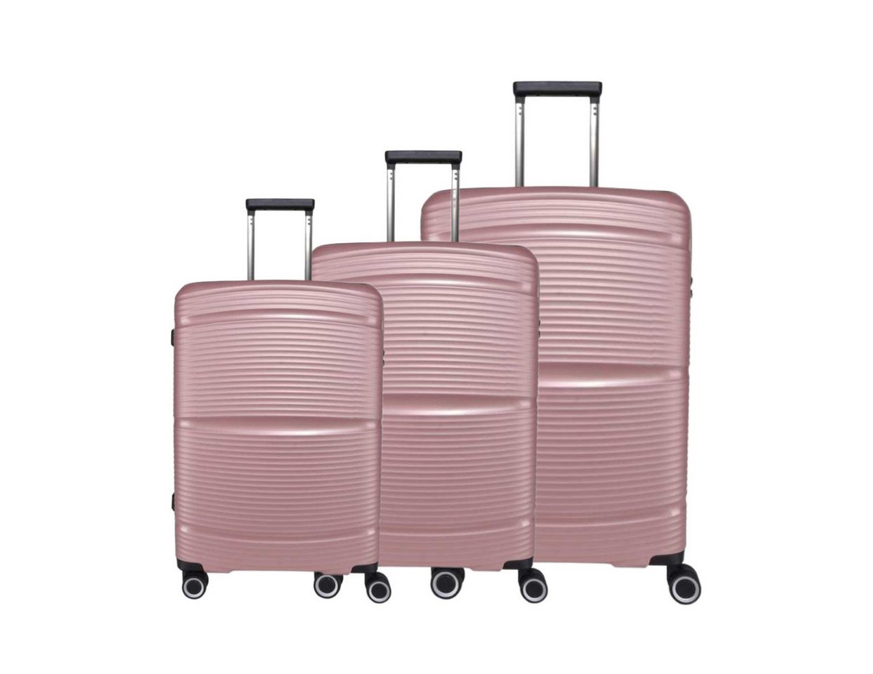 Super Solu Trolleyset Koffer-Set, 3er-Set Hartschalenkoffer aus PP-Kunststoff, Reisekoffer, 4 Rollen, (Set, 3 tlg., 20Zoll+24Zoll+28Zoll), Rosa, 360° Doppelrollen, TSA-Zahlenschloss von Super Solu