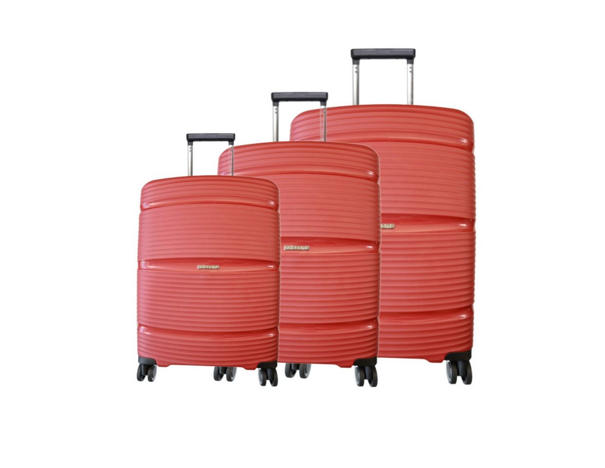 Super Solu Trolleyset Koffer-Set, 3er-Set Hartschalenkoffer aus PP-Kunststoff, Reisekoffer, 4 Rollen, (Set, 3 tlg., 20Zoll+24Zoll+28Zoll), Rot, 360° Doppelrollen, TSA-Zahlenschloss von Super Solu