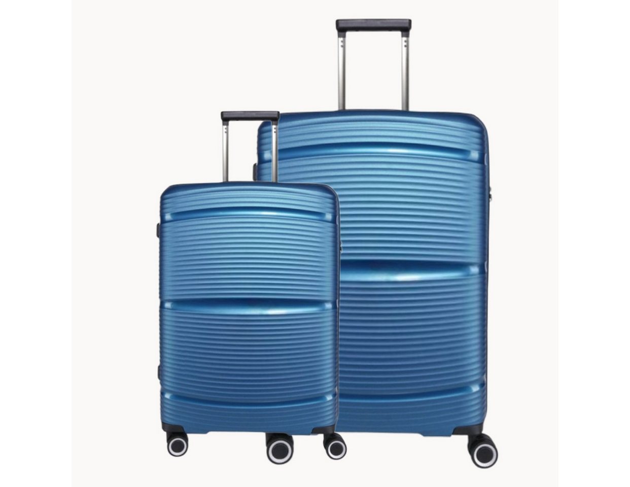 Super Solu Trolleyset Koffer-Set aus PP-Kunstsoff, leichter Hartschalenkoffer/ Reisekoffer, 4 Rollen, (Set, 2 tlg., 20Zoll+28Zoll), Blau, 360° Doppelrollen, TSA-Zahlenschloss von Super Solu