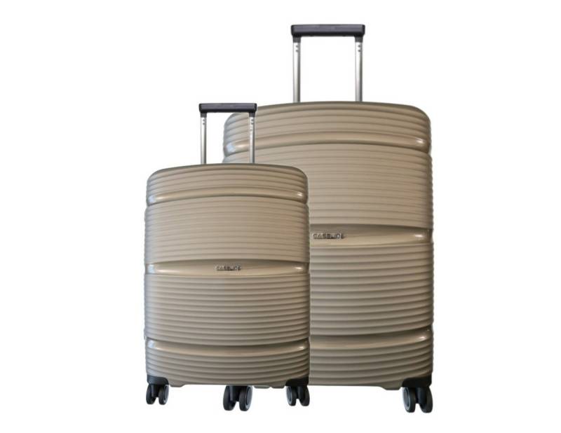 Super Solu Trolleyset Koffer-Set aus PP-Kunstsoff, leichter Hartschalenkoffer/ Reisekoffer, 4 Rollen, (Set, 2 tlg., 20Zoll+28Zoll), Champagne, 360° Doppelrollen, TSA-Zahlenschloss von Super Solu