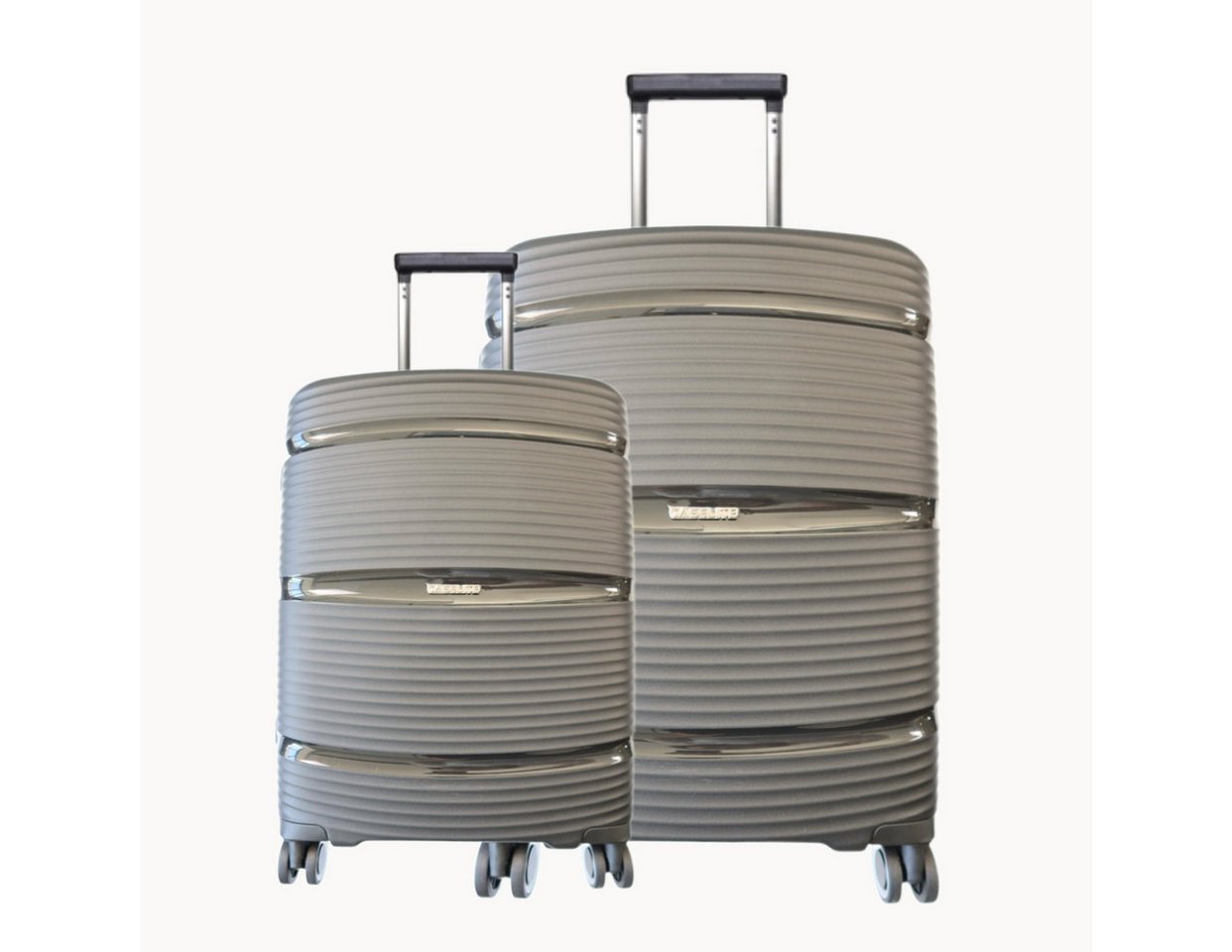 Super Solu Trolleyset Koffer-Set aus PP-Kunstsoff, leichter Hartschalenkoffer/ Reisekoffer, 4 Rollen, (Set, 2 tlg., 20Zoll+28Zoll), Grau, 360° Doppelrollen, TSA-Zahlenschloss von Super Solu