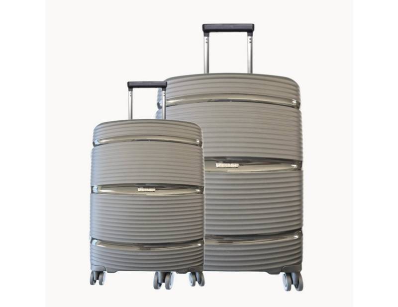 Super Solu Trolleyset Koffer-Set aus PP-Kunstsoff, leichter Hartschalenkoffer/ Reisekoffer, 4 Rollen, (Set, 2 tlg., 20Zoll+28Zoll), Grau, 360° Doppelrollen, TSA-Zahlenschloss von Super Solu