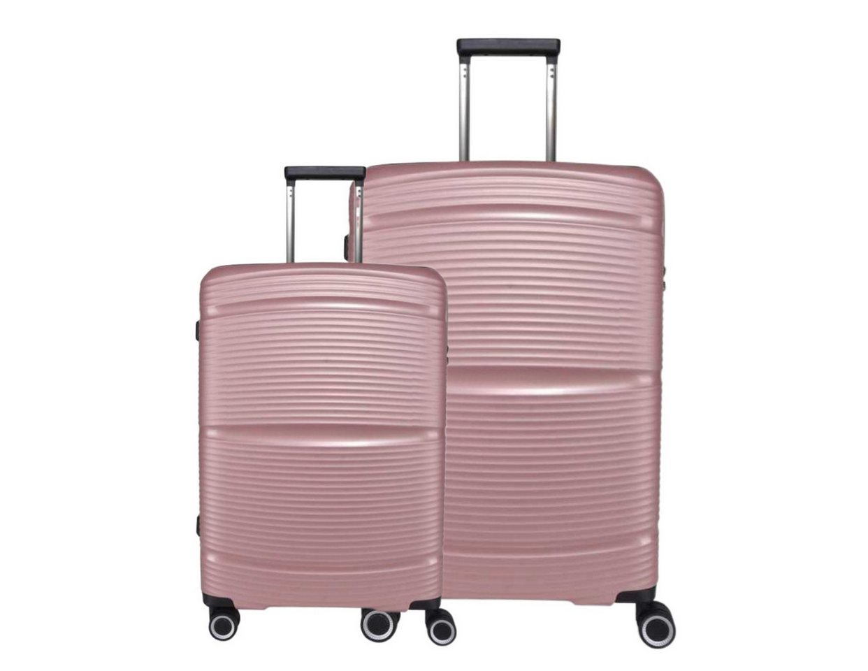 Super Solu Trolleyset Koffer-Set aus PP-Kunstsoff, leichter Hartschalenkoffer/ Reisekoffer, 4 Rollen, (Set, 2 tlg., 20Zoll+28Zoll), Rosa, 360° Doppelrollen, TSA-Zahlenschloss von Super Solu