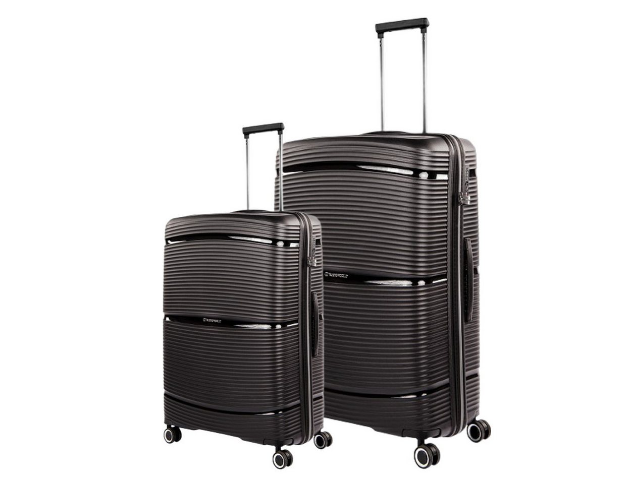 Super Solu Trolleyset Koffer-Set aus PP-Kunstsoff, leichter Hartschalenkoffer/ Reisekoffer, 4 Rollen, (Set, 2 tlg., 20Zoll+28Zoll), Schwarz, 360° Doppelrollen, TSA-Zahlenschloss von Super Solu