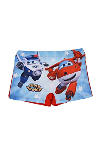 Super Wings Badeshorts für Jungen, Kinder Boxer-Badeanzug, Boxershorts Jett Jerome Donnie Paul, Badehose für Jungen, Größe 3 Jahre - Rot von Super Wings