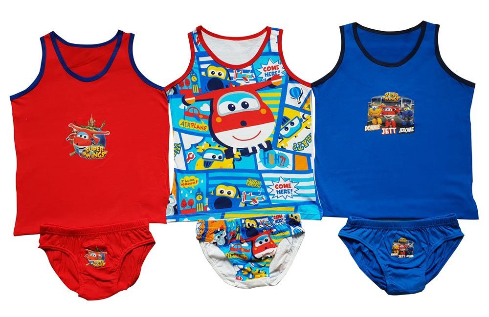 Super Wings Slip Super Wings Unterwäsche 6tlg. Set Jungen Hemd Slip (Set, 6-St., 6-teilig, enthält 3 Unterhemden und 3 Slips) Set von Super Wings