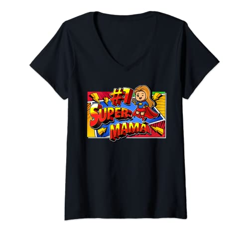 Damen Super tolle passende Superhelden, spanisch sprechende Mamá T-Shirt mit V-Ausschnitt Damen Super tolle passende Superhelden, spanisch sprechende Mamá T-Shirt mit V-Ausschnitt von Super matching superhero family