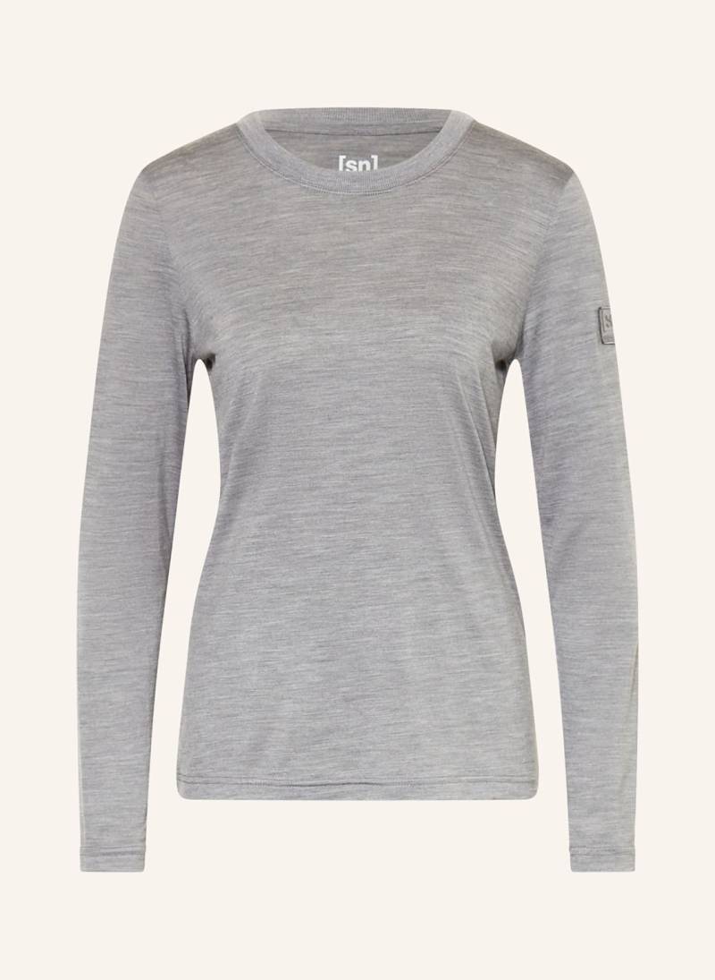 Super.Natural Longsleeve Casual Rib Mit Merinowolle grau von Super.Natural