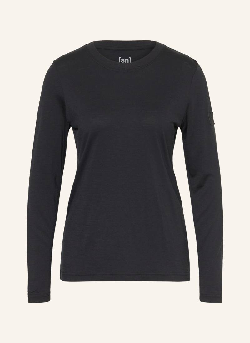 Super.Natural Longsleeve Casual Rib Mit Merinowolle schwarz von Super.Natural