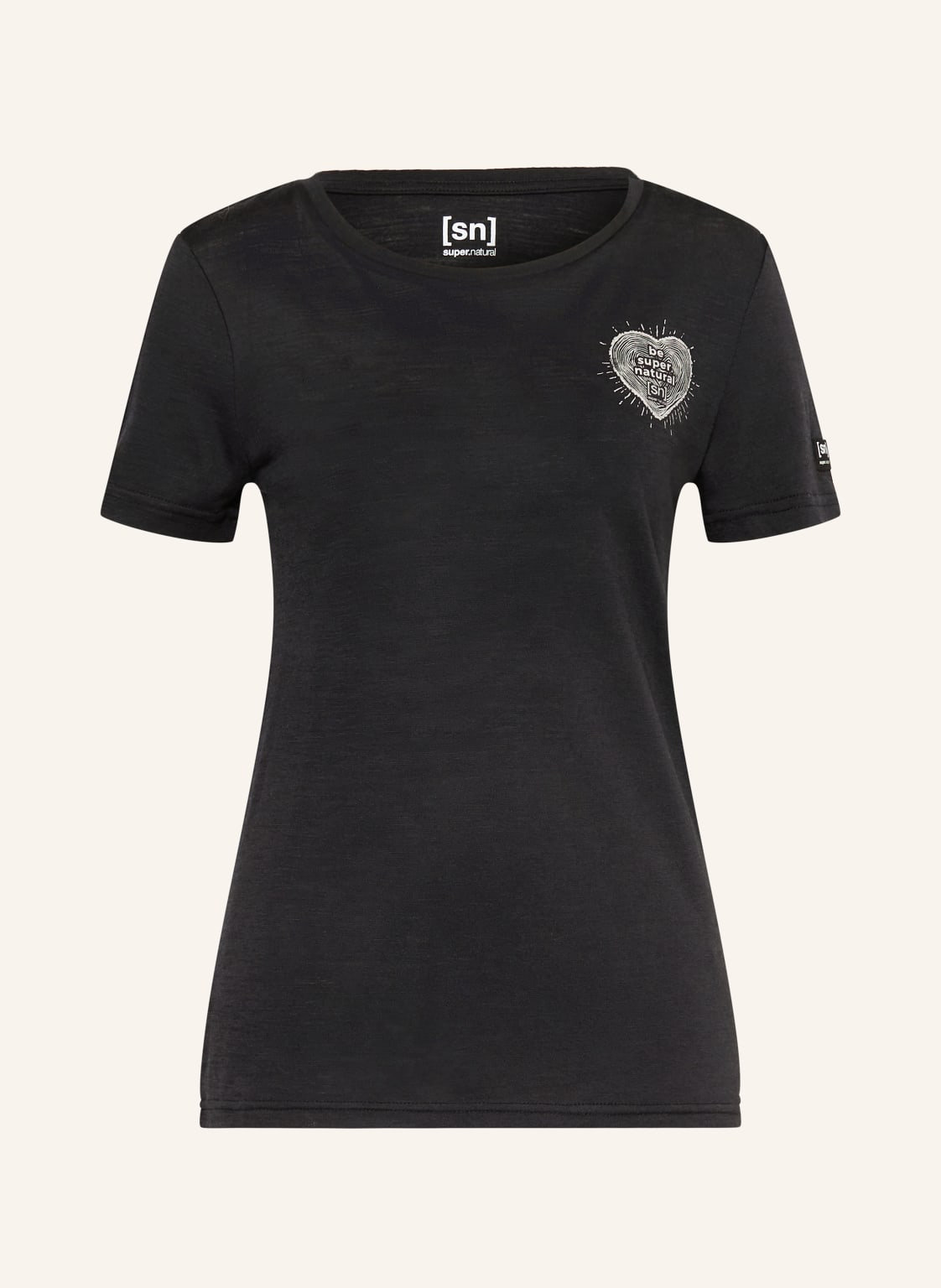 Super.Natural T-Shirt Little Heartwood Mit Merinowolle schwarz von Super.Natural