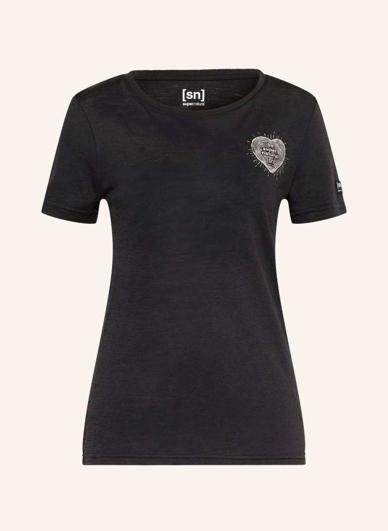 Super.Natural T-Shirt Little Heartwood Mit Merinowolle schwarz von Super.Natural