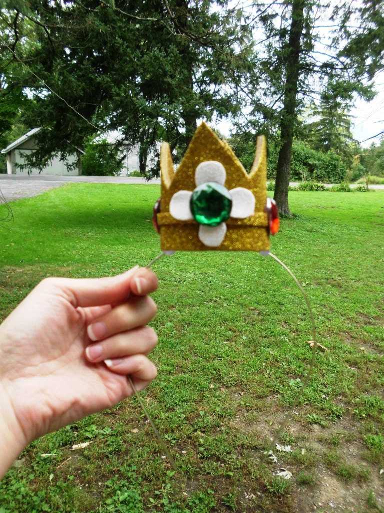 Prinzessin Daisy Krone Gold Glitzer Mini Haarband, Mario Bros Kostüm von SuperAwwwsome