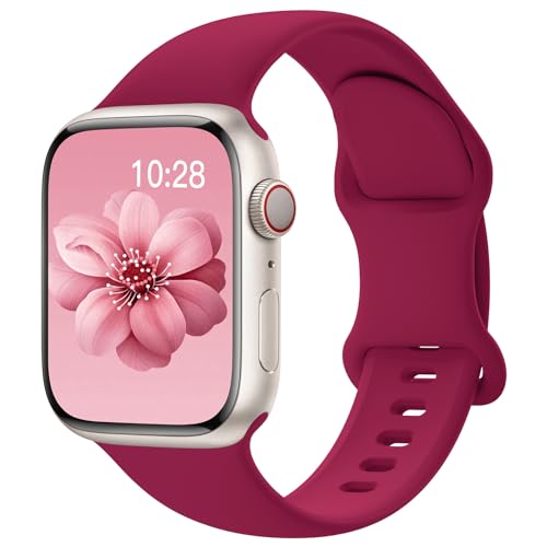 Sport-Silikonbänder, kompatibel mit Apple Watch, 40 mm, 38 mm, 41 mm, 44 mm, 45 mm, 42 mm, 49 mm, für Damen und Herren, weiches Armband, wasserdichtes Ersatzband für iWatch Bands Serie SE Ultra 9 8 7 von SuperNaNa