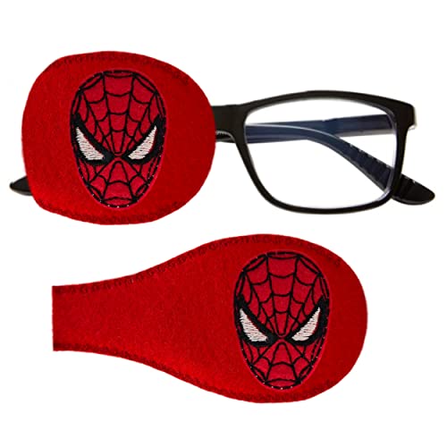 SuperPatchDesigns Kinder und Erwachsene orthoptic Eye Patch für Amblyopie Lazy Eye okklusion Therapie Behandlung Design # 17 Spid Man On rot, Rot von SuperPatchDesigns