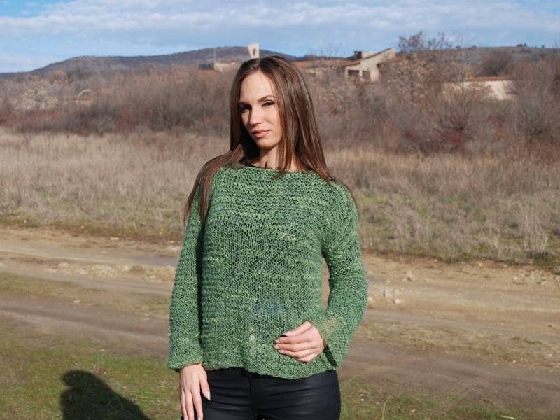 Handgestrickter Mohair Pullover Grobstrick Pullover Mit Ballonärmeln von SuperSweatersEurope