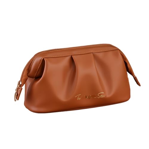 Supercap Kosmetiktasche aus PU-Leder, kleine Reise-Make-up-Organizer, Kulturbeutel für Mädchen, Frauen, wasserabweisend, weit geöffnet (red) von Supercap