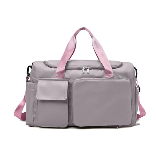 Supercenter Turnbeutel, Unisex, für Damen und Herren, faltbar, mit Schuhfach und Nass-/Trockenfach, Graues Pink, Stilvoller und einfacher Turnbeutel mit großer Kapazität von Supercenter