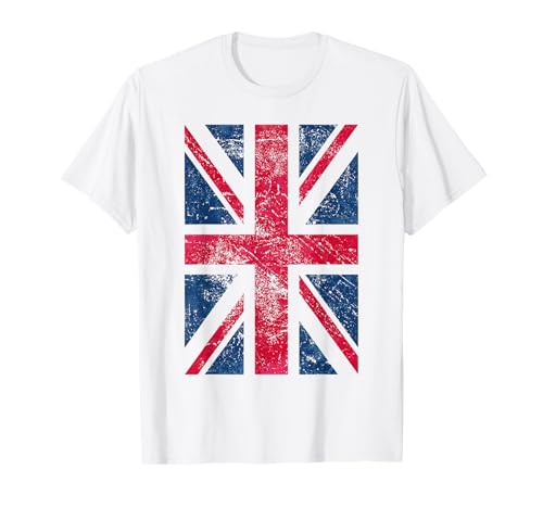 UK T Shirt Damen Herren | Vintage Retro British Union Jack Flag T-Shirt von Superdazzle United Kingdom