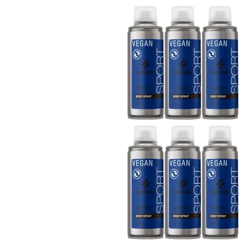 7tlg. Set kompatibel mit 6x200ml SuperDry RE:start Funky Blau Männer Deospray Deodorant Body Spray & Dustbag in Schwarz von STUDIO.MUNET von Superdry Sport