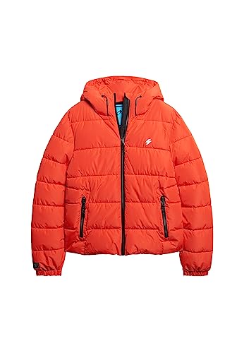 SUPERDRY Herren Sports Steppjacke mit Kapuze Kräftiges Rot L von Superdry