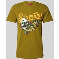 Superdry T-Shirt mit Motiv- und Statement-Print Modell 'TATTOO SCRIPT' in Oliv, Größe XL von Superdry