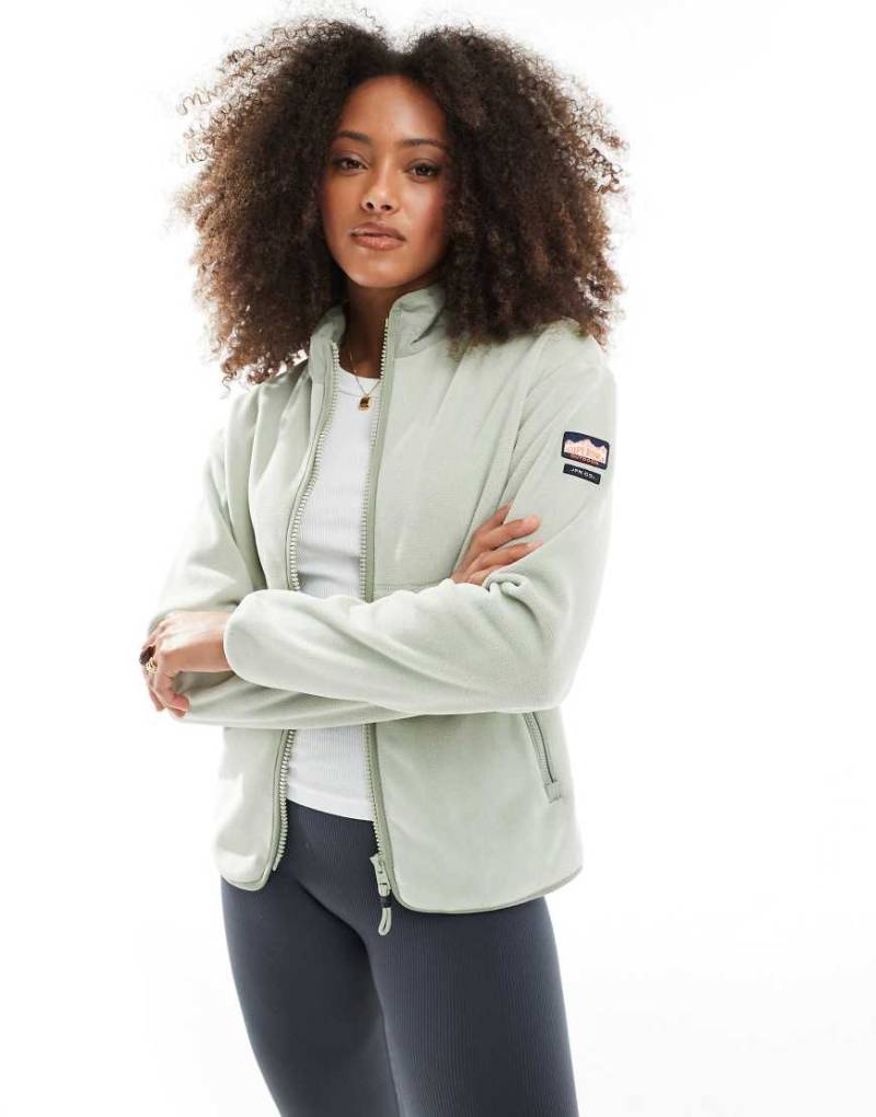 Superdry - Active - Fleece-Jacke in staubigem Salbeigrün mit Reißverschluss von Superdry