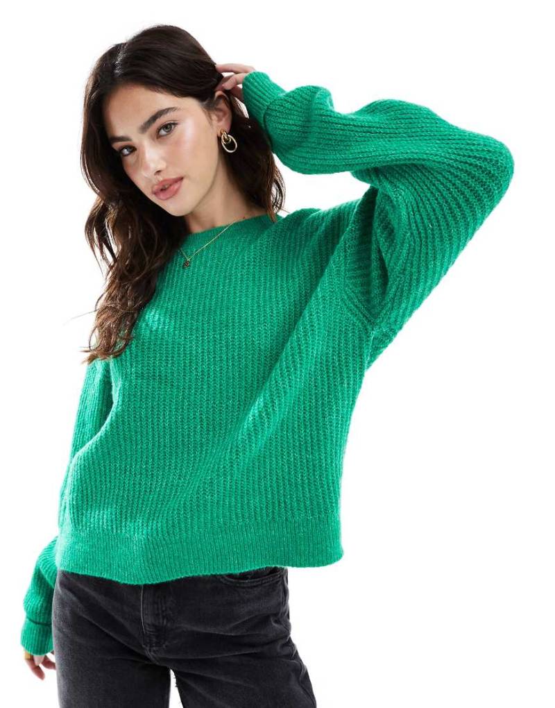 Superdry - Angerauter Pullover in Grün mit Rundhalsausschnitt von Superdry