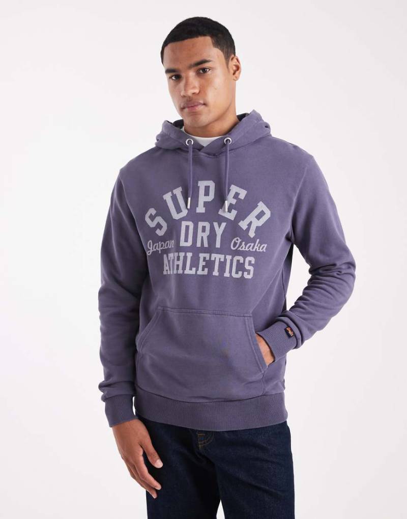 Superdry - Athletic Essentials - Kapuzenpullover in Steingrau-Lila von Superdry