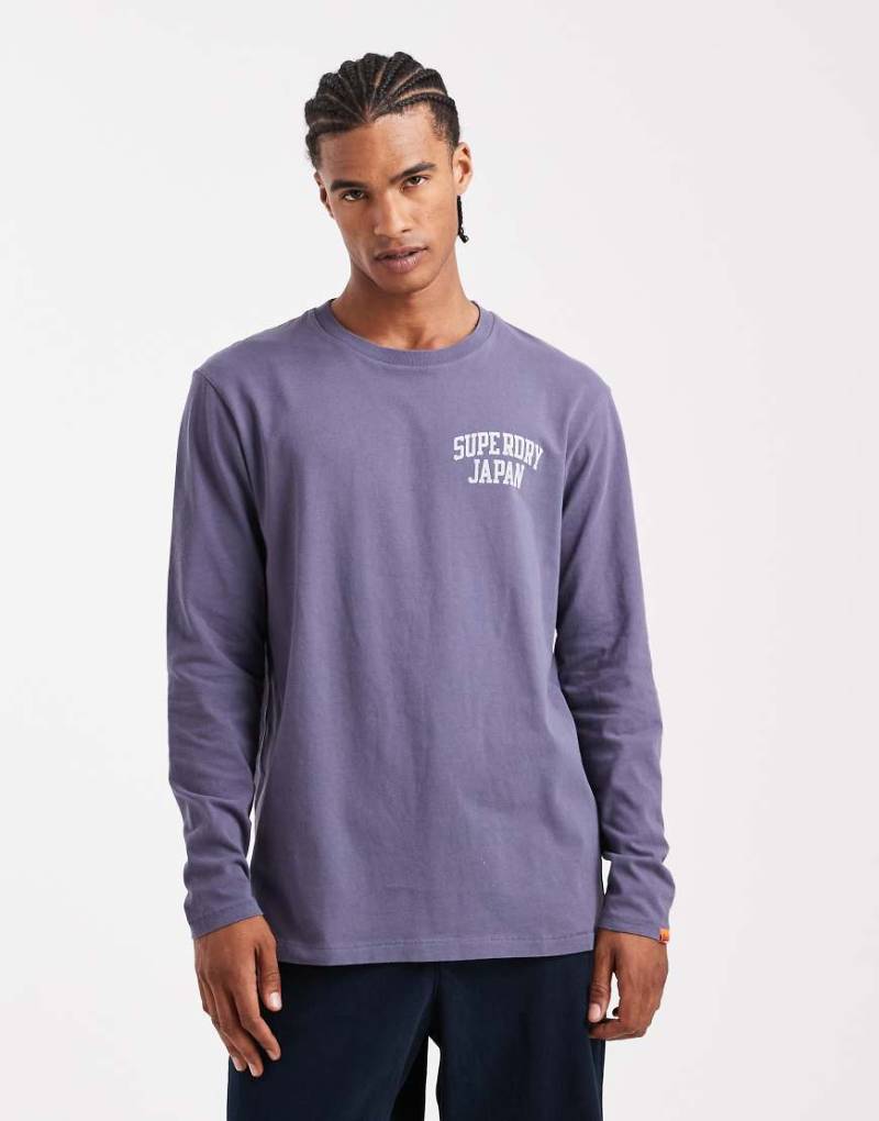 Superdry - Athletic Essentials - Langärmliges Oberteil in Steingrau-Lila von Superdry
