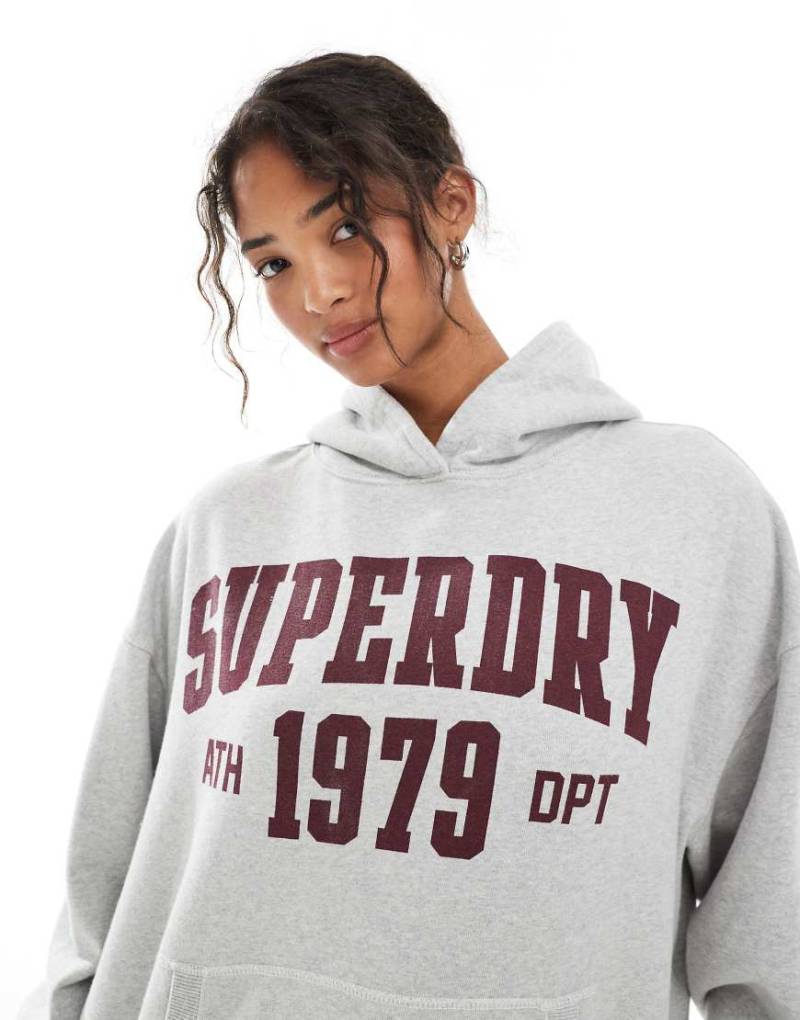 Superdry - Athletic Essentials - Legerer Kapuzenpullover in Gletschergrau meliert von Superdry