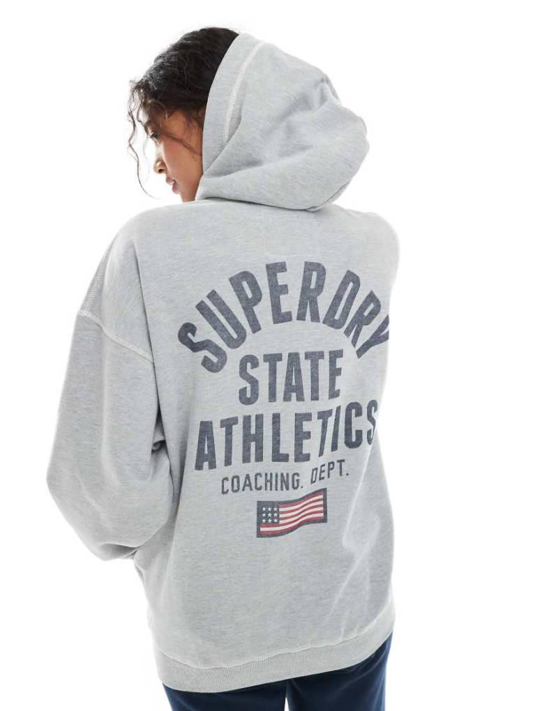 Superdry - Athletic Essentials - Oversize-Kapuzenjacke in Grau meliert mit Reißverschluss von Superdry