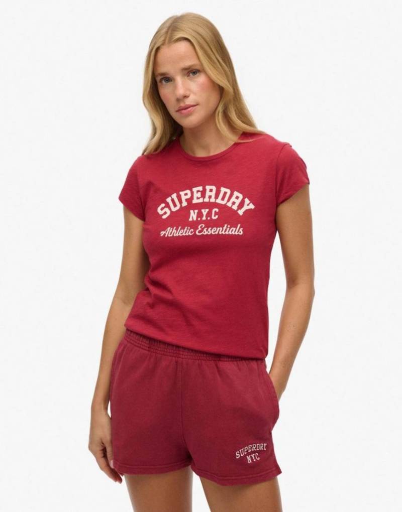 Superdry - Athletic Essentials - T-Shirt in Bordeauxrot mit Noppenstruktur von Superdry