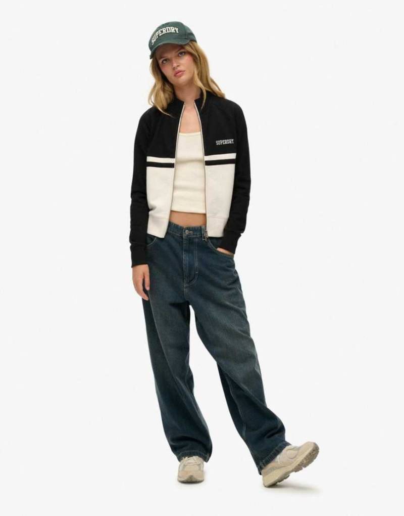 Superdry - Athletic Essentials - Trainingsjacke in Schwarz mit durchgehendem Reißverschluss von Superdry