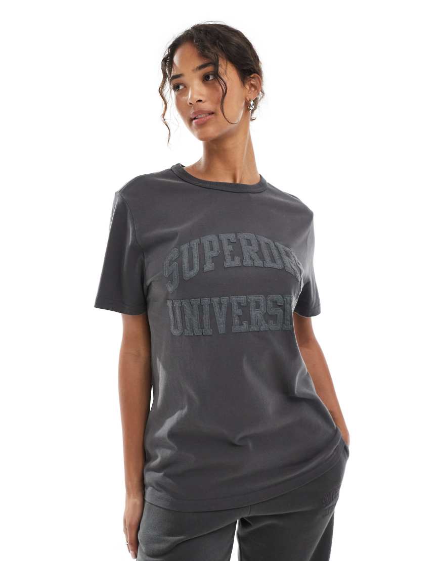 Superdry - Athletic - Farblich abgestimmtes Oversize-T-Shirt in Anthrazit-Grau von Superdry