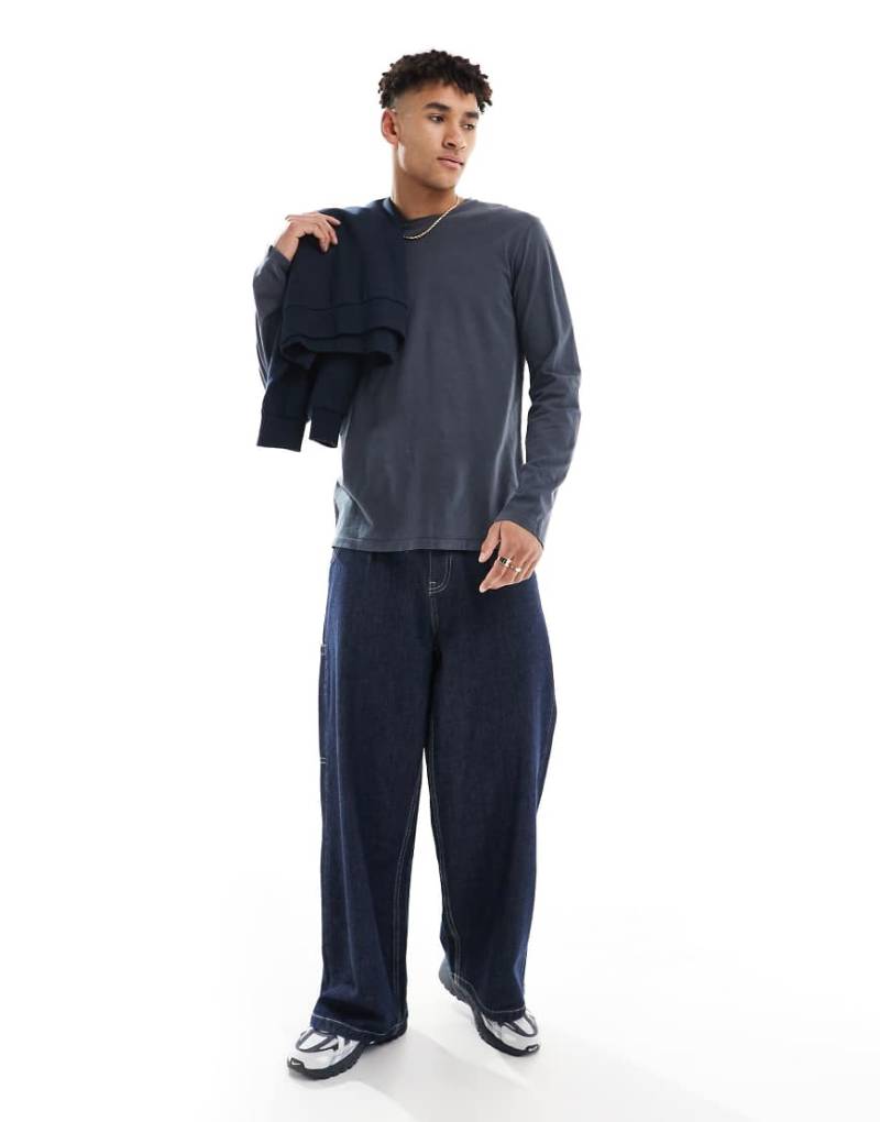 Superdry - Classic - Basic-Oberteil in verwaschenem Eclipse-Marineblau von Superdry