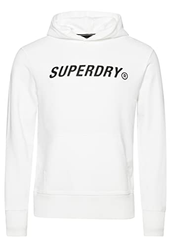 Superdry Core-Sport-Kapuzenpullover für Herren, lockere Passform, überkreuzte Kapuze, Helles Weiß, XX-Large von Superdry