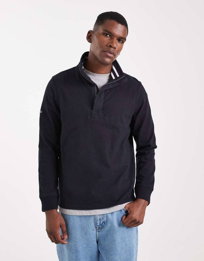 Superdry - Cotton Classics - Jersey-Sweatshirt in Eclipse Navy kurzem Reißverschluss-Marineblau von Superdry