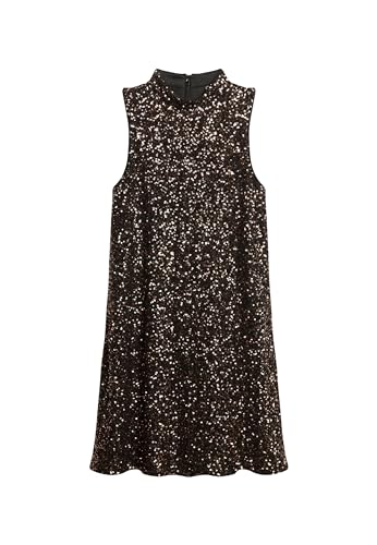 Superdry Damen Ärmelloses A-Linien-Minikleid mit Pailletten Bronzefarben Mega Pailletten 42 von Superdry