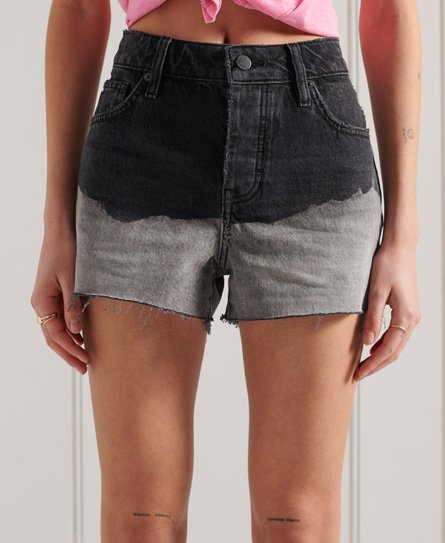 Superdry Women's Abgeschnittene Shorts mit Hohem Bund Schwarz - Größe: 38 von Superdry