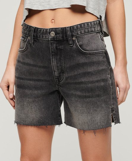 Superdry Schwarz Damen Abgeschnittene Shorts mit Mittlerer Leibhöhe, Größe: 36 - Größe: 36 von Superdry