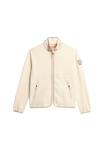 Superdry Damen Active Fleecejacke mit durchgehendem Reißverschluss Reisweiß 40 von Superdry