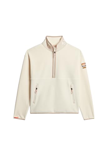Superdry Damen Active Fleecepullover mit halbem Reißverschluss Reisweiß 40 von Superdry