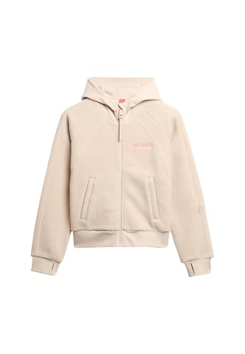 Superdry Damen Active Tech Fleece Kapuzenjacke mit Reißverschluss Grau-Weiß 44 von Superdry