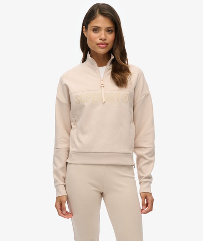 Superdry Damen Active Tech Logo Relaxed Sweatshirt mit Reißverschluss Grey - Größe: 34 von Superdry