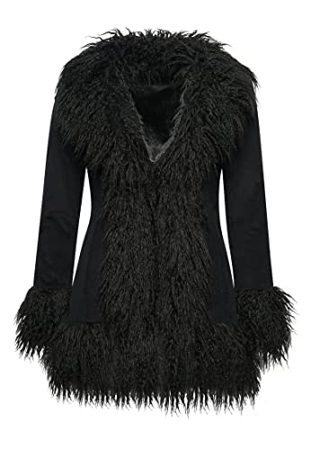 Superdry Damen Afghanischer Mantel mit Kunstfellfutter Schwarz 36 von Superdry
