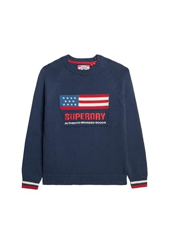 Superdry Damen Americana Strickpullover mit Rundhalsausschnitt Finster Marineblau 36 von Superdry