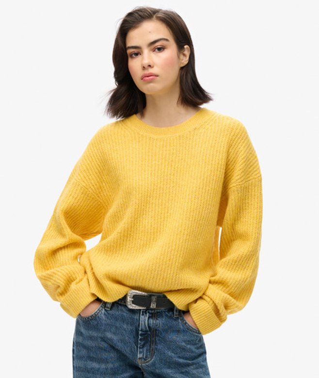 Superdry Damen Angerauter Pullover mit Rundhalsausschnitt Orange - Größe: 38 von Superdry